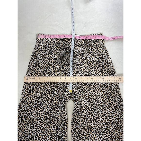J. Crew Silk Wide Leg Cropped Pant with Tie in Leopard Print Women's - Picture 10 of 11